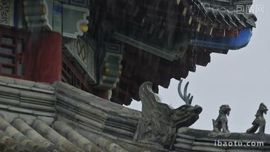 中式建筑屋檐雨滴<strong>雨天</strong>雨水雨景